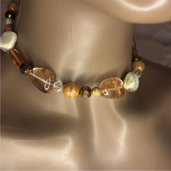 Brown and Gold Beaded Necklace - Picture 3 of 3